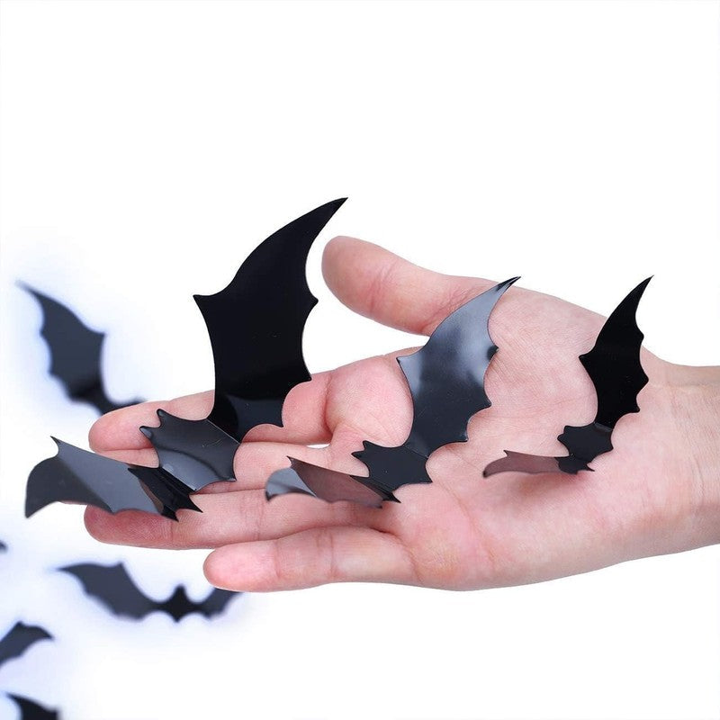 120-Piece 3D Halloween Bat Wall Decor – Waterproof Black Bat Stickers in 4 Sizes1