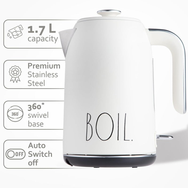 Electric Kettle 1.7L 1500W Stainless Steel Auto Shut Off Boil Dry Cream1