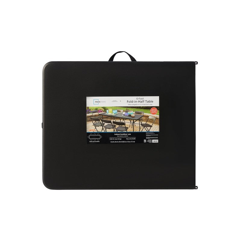 6 Foot Bi Fold Plastic Folding Table Black10
