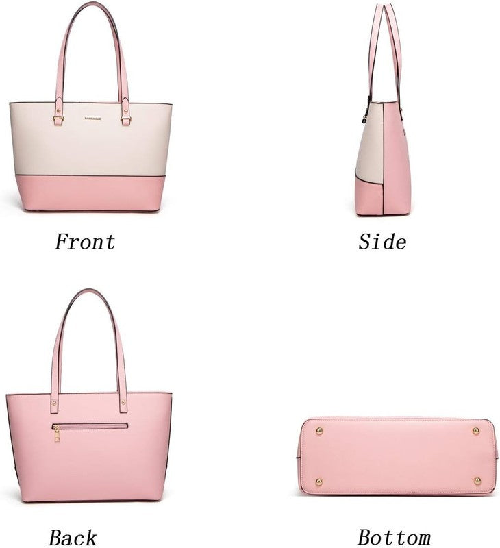 Women Fashion Synthetic Leather Handbag Set 4PCS Tote Shoulder Satchel Purse4