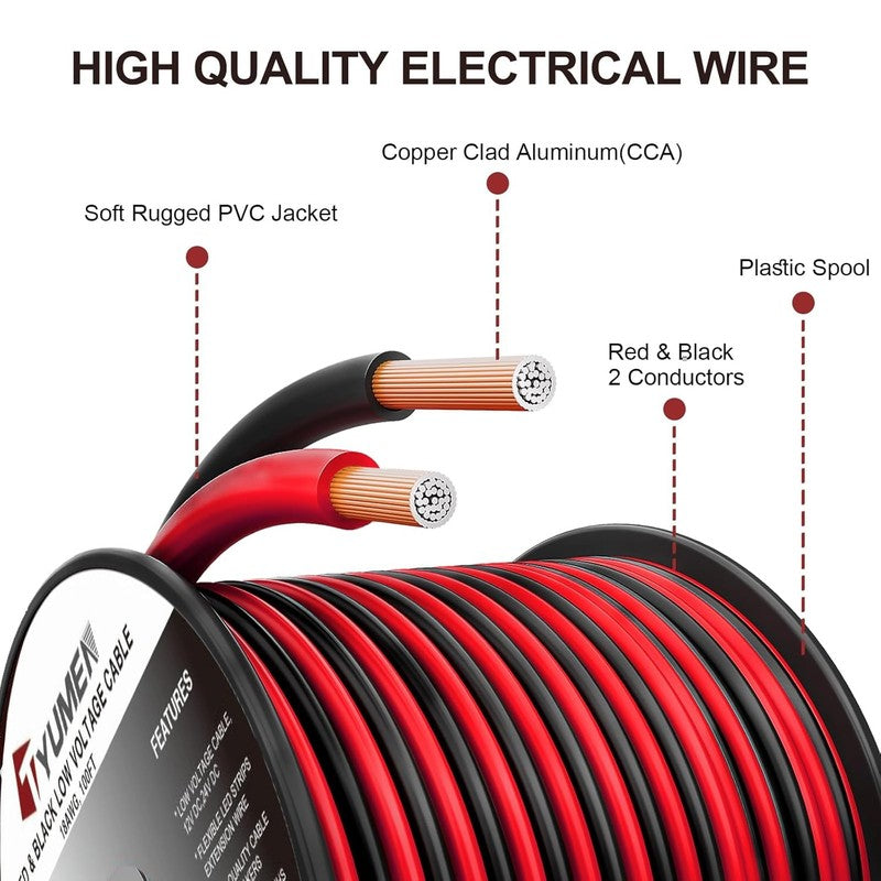 16 Gauge 100FT Red Black Electrical Wire for LED Strips & Home Use1