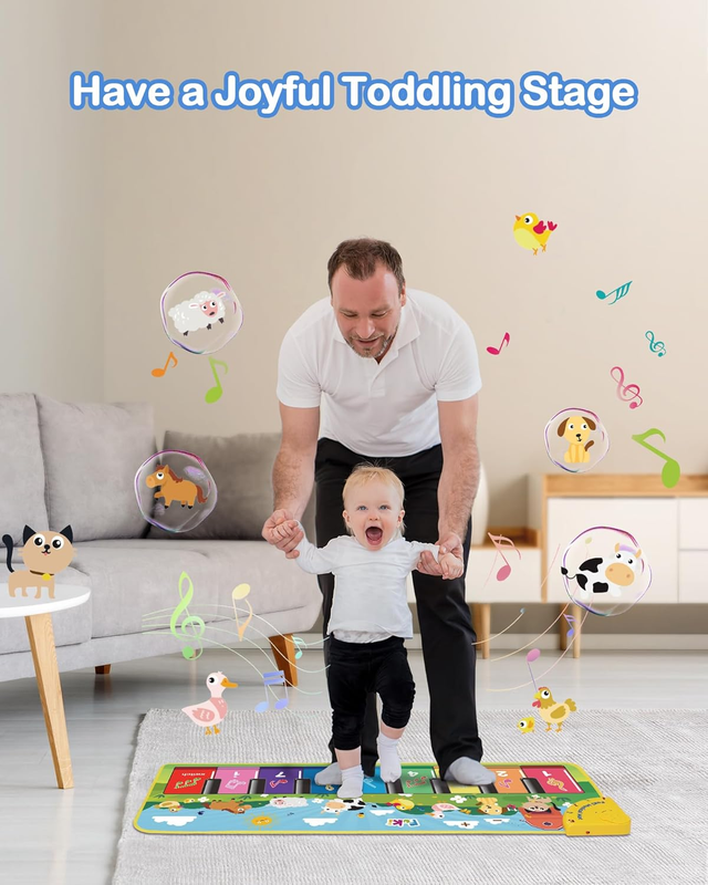 Floor Piano Mat for Toddlers Musical Keyboard Toy Animal Sounds 1 5 Years5