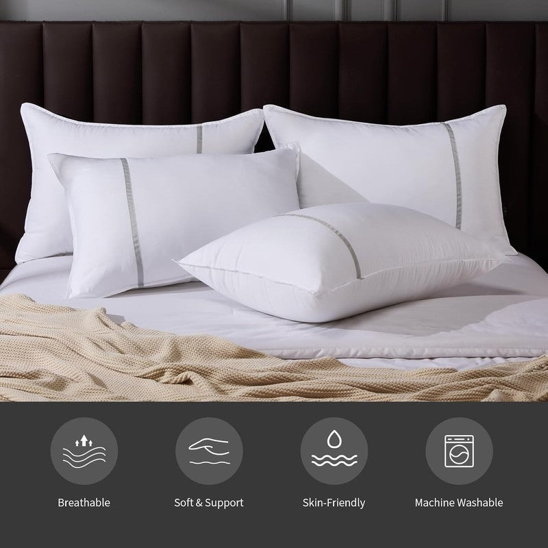 Bed Pillows Queen Size Set of 4, Firm Cooling Hotel Pillows, 20x28 Inches6