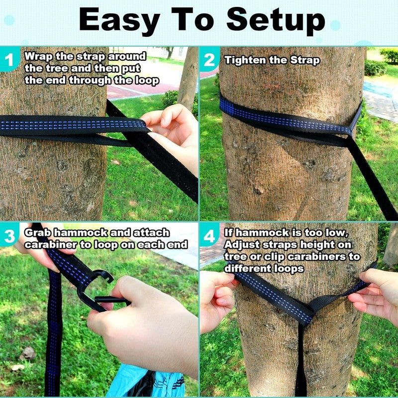 Camping Hammock Double & Single Portable Hammocks with 2 Tree Straps and Attache4