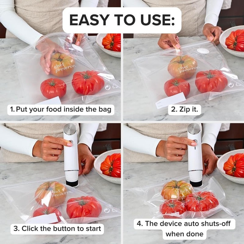 Compact Handheld Vacuum Sealer – Food Sealer Machine with 30 Reusable Bags5