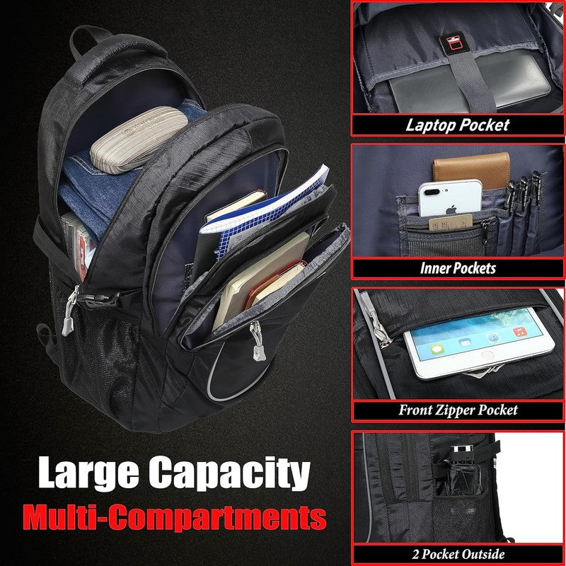 15.6" Laptop Backpack College Travel Business Hiking Multi-Compartment Black1