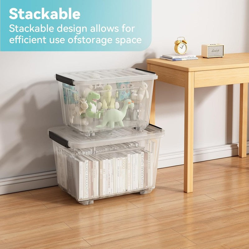 72Qt Clear Plastic Storage Bins w/Lids Stackable Nestable 6 Pack4