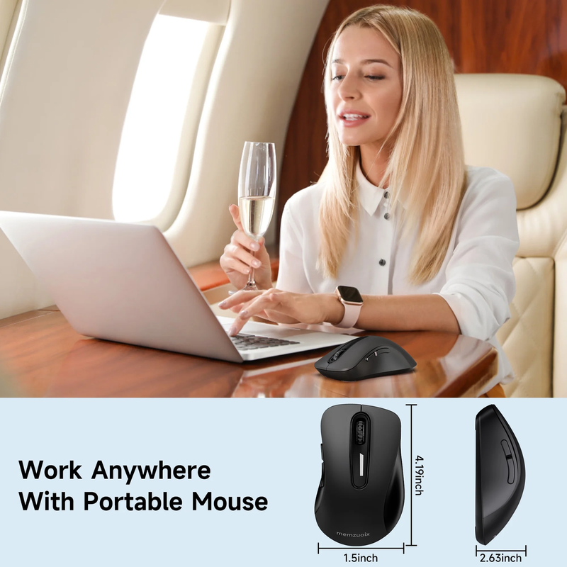2.4GHz Wireless Mouse 1200 DPI 5 Button USB Receiver PC Laptop Black Pearl4