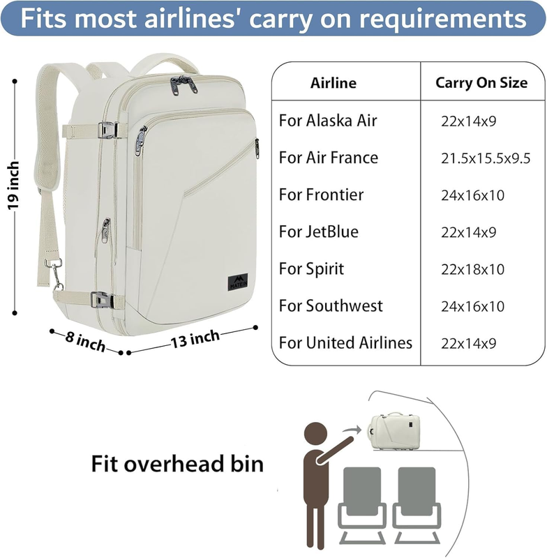 Women Travel Backpack Large Carry On Waterproof Anti Theft Bag Beige1