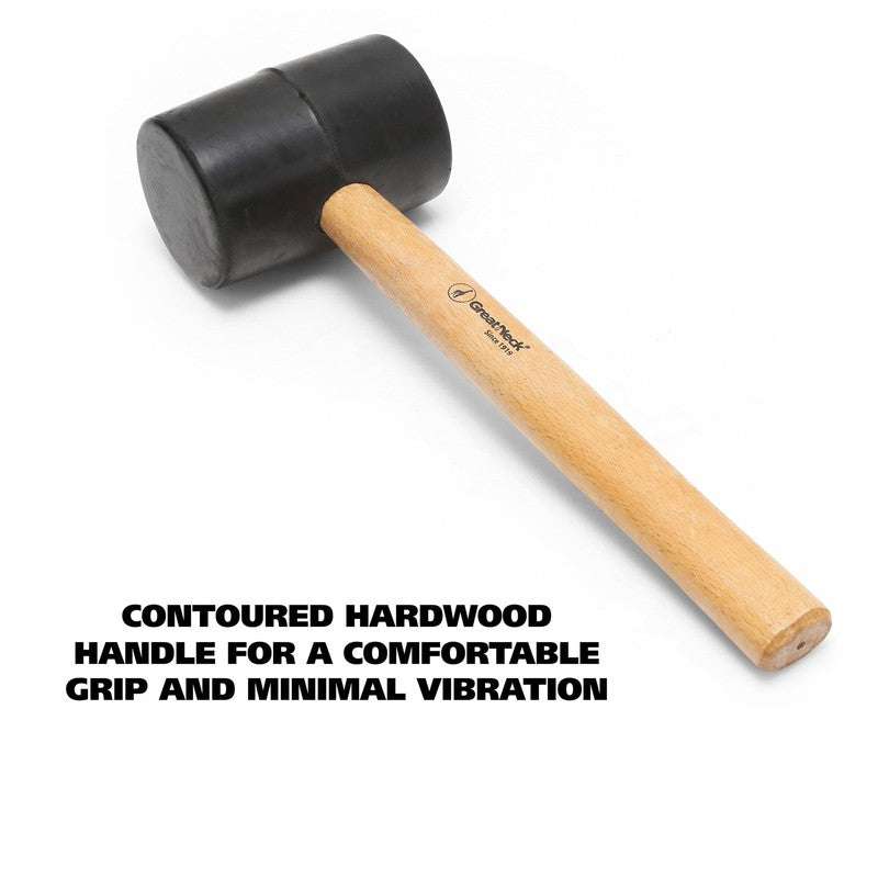 Rubber Mallet with Hickory Handle, Black, 32 Oz3
