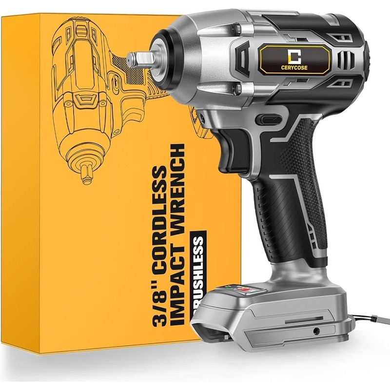 Cordless Impact Wrench 3/8 Inch 250FT-LBS Brushless Electric Tool LED Light New1