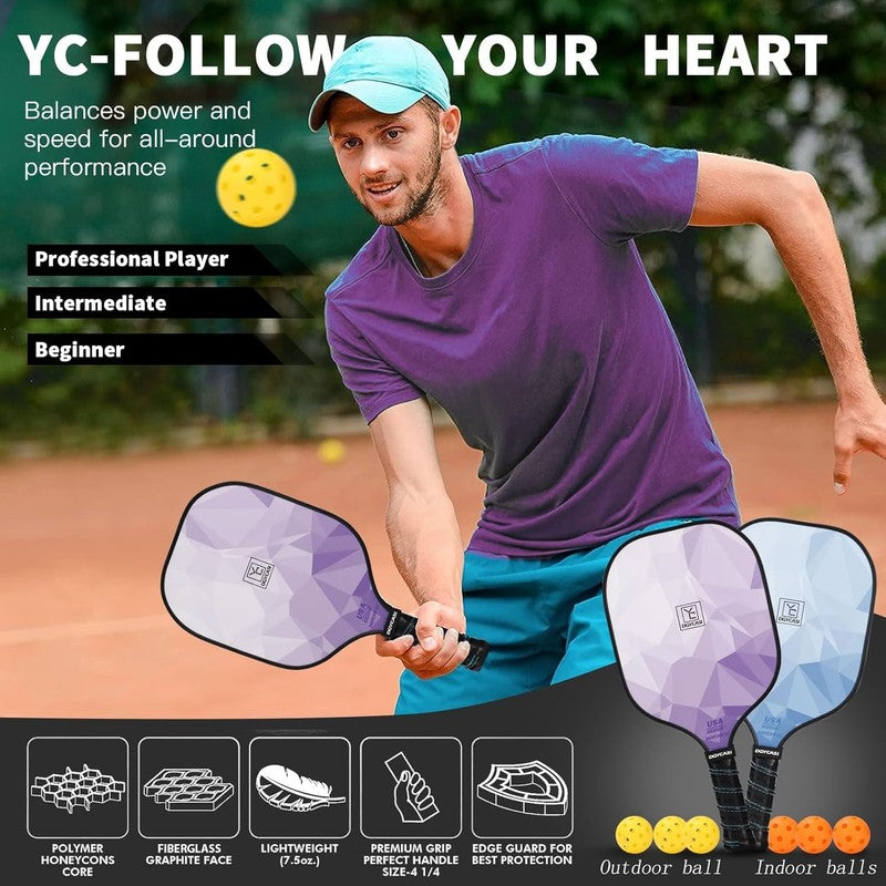 Pickleball Paddles Set of 4, USAPA Approved Pickleball Set, Fiberglass Pickle Ba4