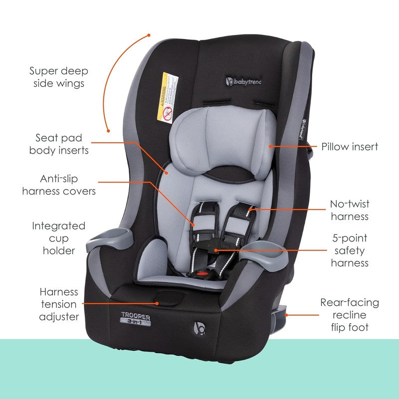 Trooper 3-In-1 Convertible Car Seat, Dash Black1