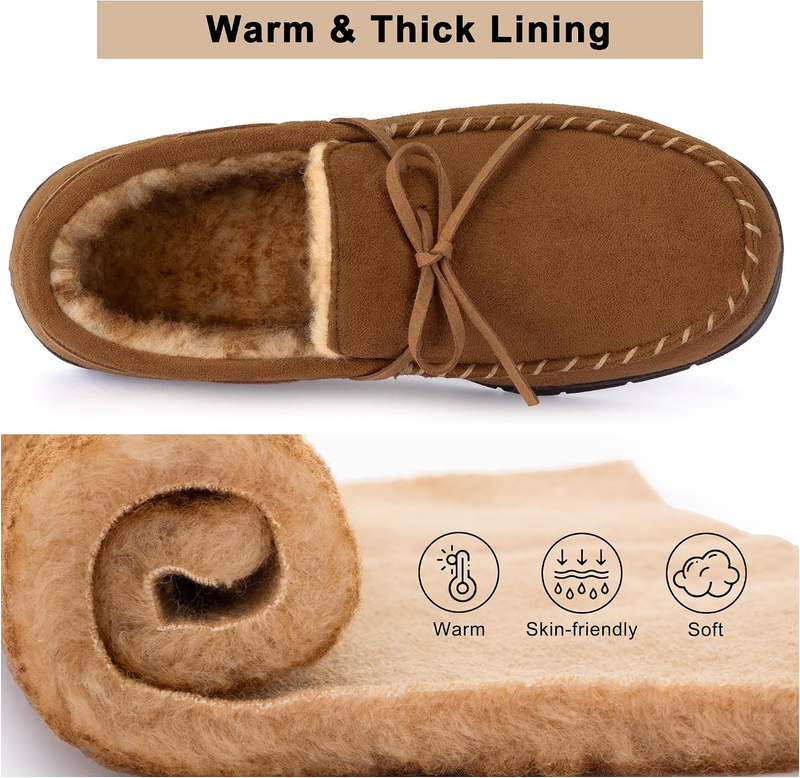 Mens Luke Moccasin Slippers Memory Foam House Shoes Indoor Outdoor5