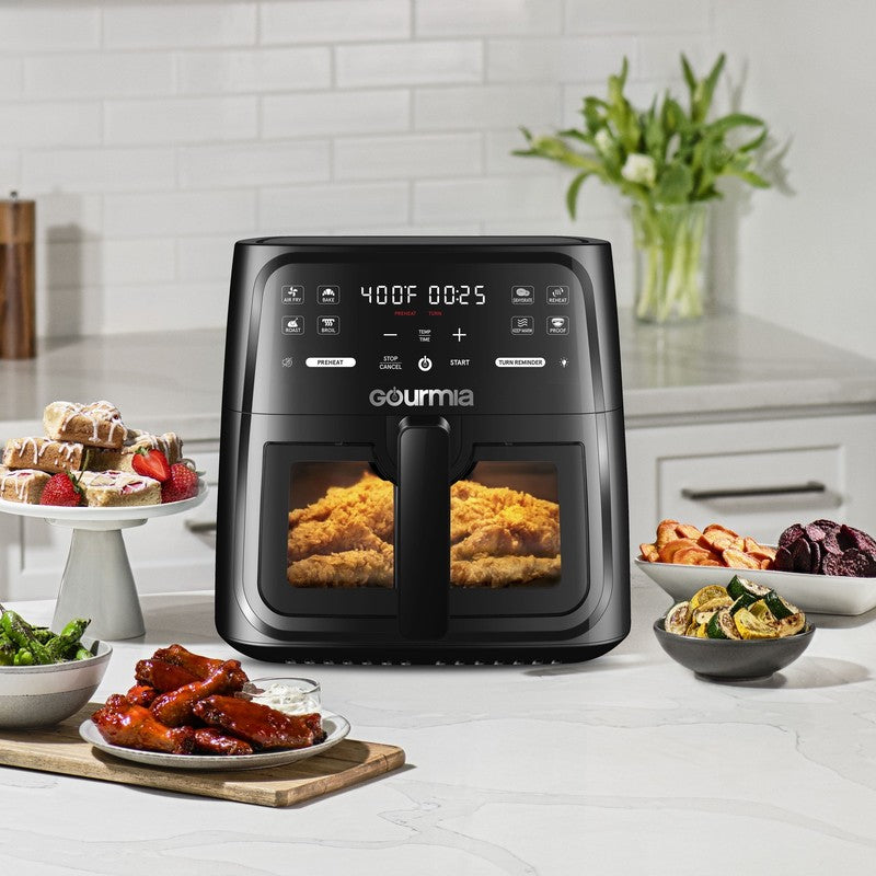 8 Quart Digital Window Air Fryer, with 8 One Touch Functions, Black8