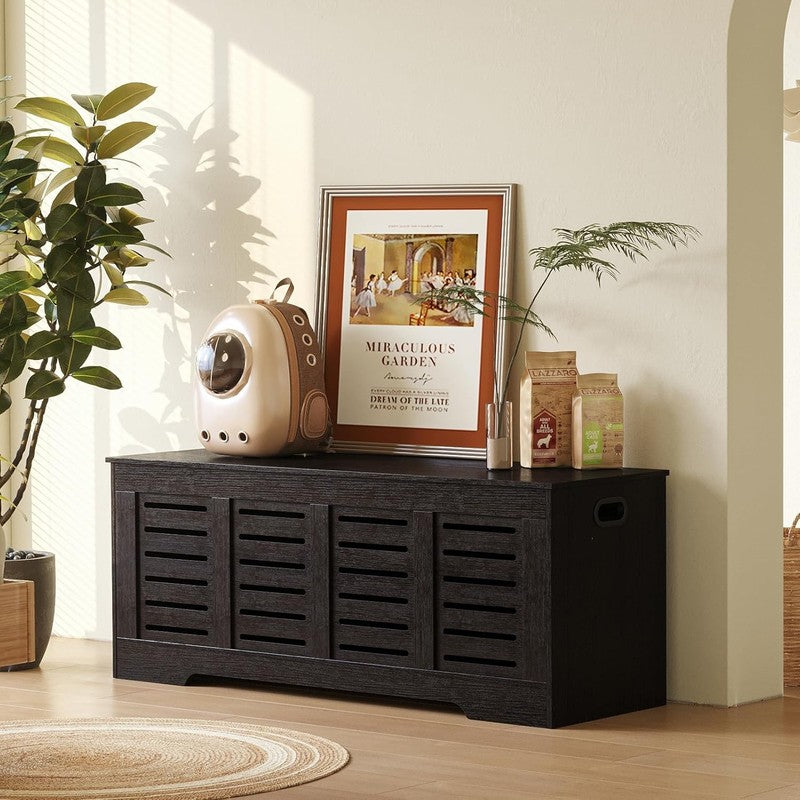 47.3'' Wooden Toy Box Storage Chest Flip Top Entryway Shoe Bench Espresso5