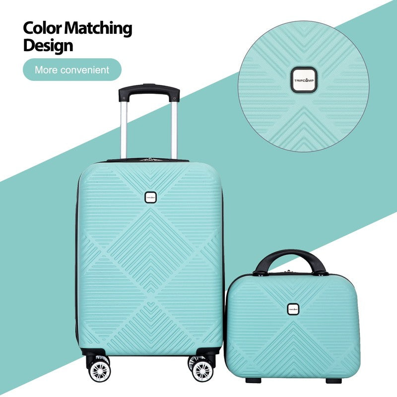 2 Piece Luggage Set Hardside Spinner Wheels Carry On Suitcase Light Blue1