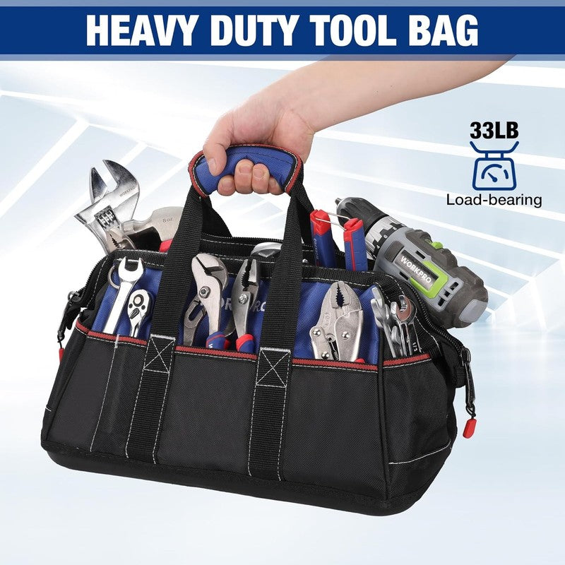 16" Wide Mouth Heavy Duty Tool Bag Waterproof Molded Base with Shoulder Strap2