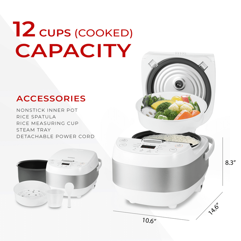 Rice Cooker & Warmer 6 Cup Uncooked / 12 Cup Cooked, Smart Fuzzy Logic Nonstick 4