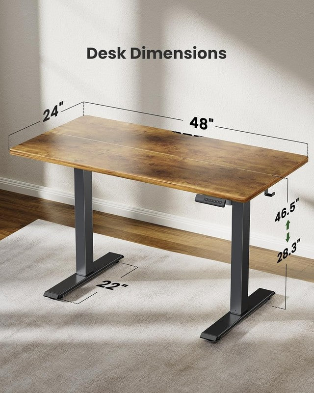 48"x24" Electric Standing Desk Adjustable Height Sit Stand Office Rustic Brown5