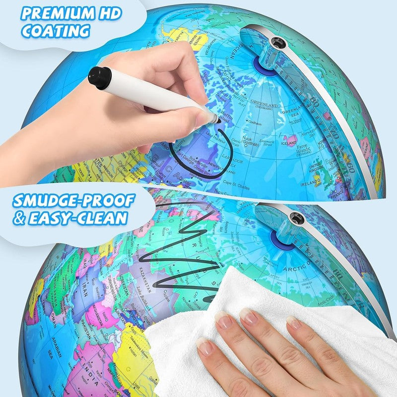 12in Illuminated World Globe Lamp STEM Learning Night Light Metal Base4