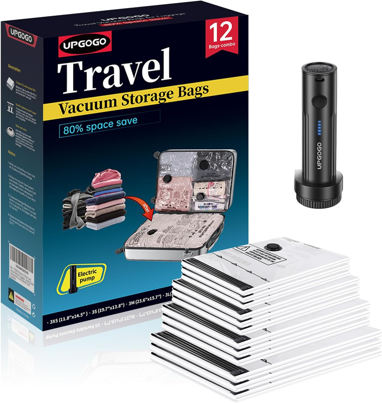 Travel Vacuum Storage Bags Electric Pump 12 Pack Compression Luggage7