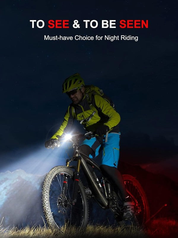 Super Bright Rechargeable Bike Lights Set 8+12 Mode IPX6 Waterproof Long Battery6