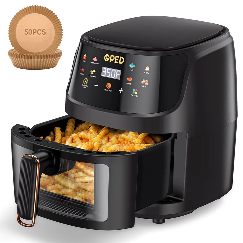 Air Fryer 8 in 1 Oilless Oven Visible Window Nonstick Basket Black 7.5QT8