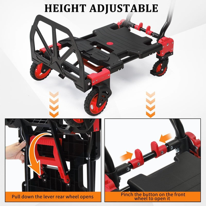 Portable 2-in-1 Hand Truck Dolly Cart Foldable 330LB Capacity Retractable Handle7