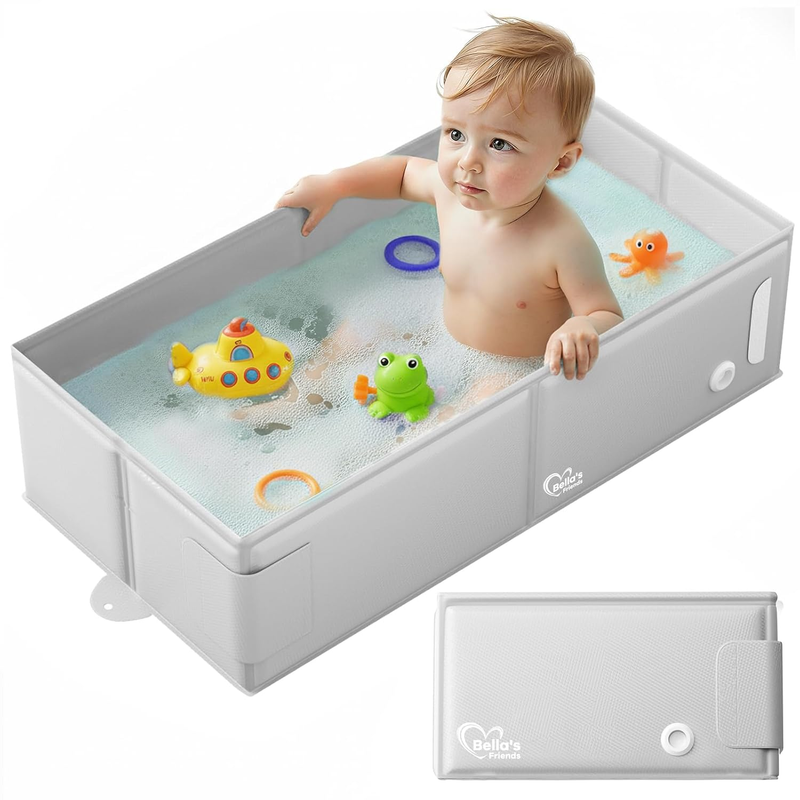 Bella’s Friends Baby Collapsible Travel Bathtub Foldable Portable Gray 6M 3Y8