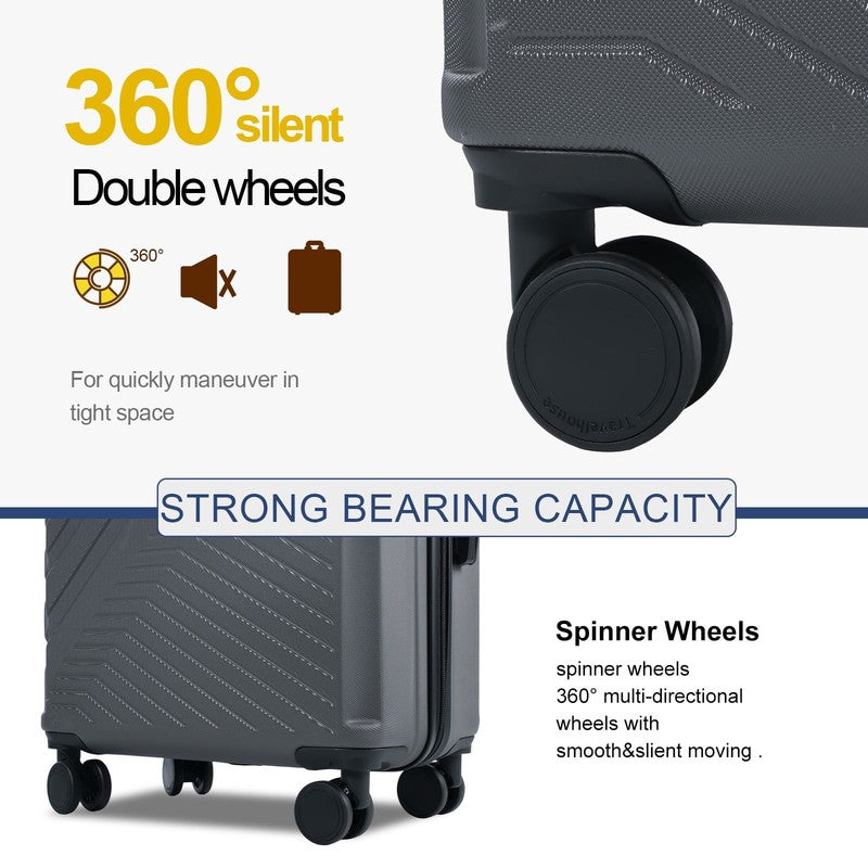 3Pc Hardside Luggage Set TSA Lock Spinner Wheels 20 24 28in Gray3
