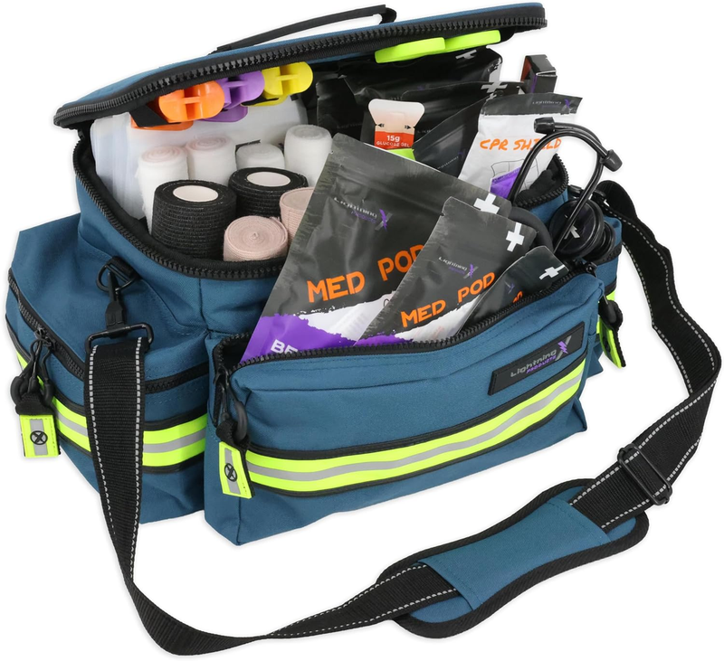 Lightning X EMT First Responder Bag LXMB25 Fully Stocked 240 EMS Trauma Kit Blue5