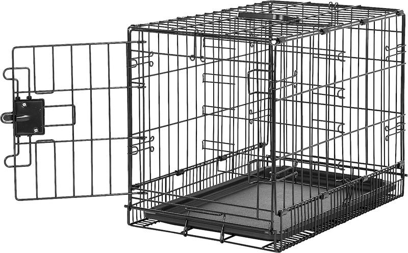 Foldable Metal Wire Dog Crate w/ Tray Divider 22x13x16 Travel Black0