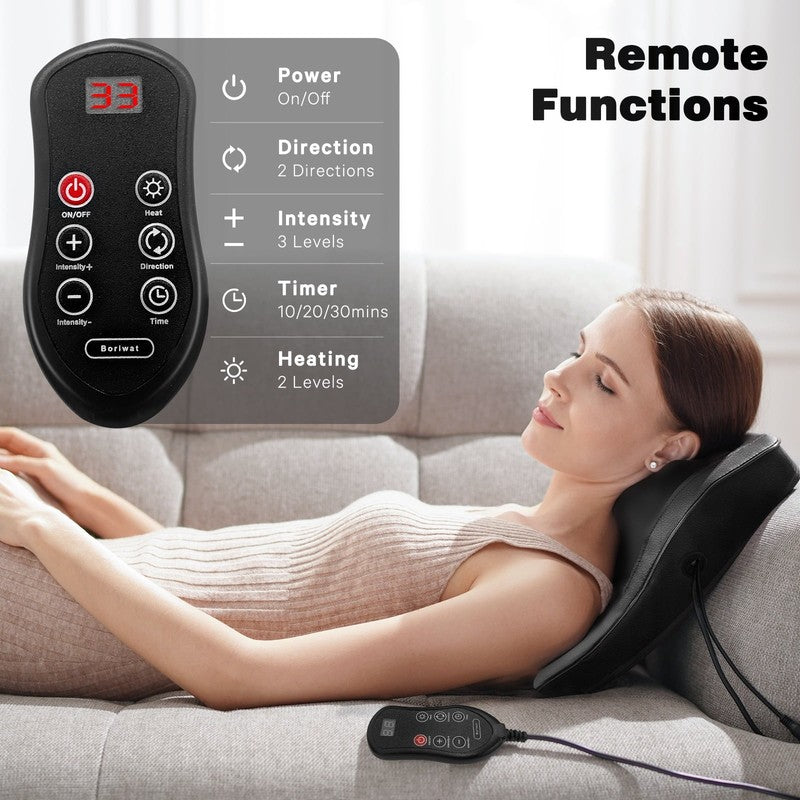 Neck & Back Massager with Heat, 3D Deep Kneading Shiatsu Pillow, Black — Gift fo5