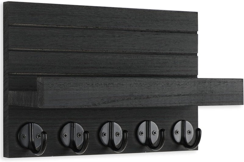 Key Holder for Wall, Decorative Key and Mail Holder with Shelf Has Large Hooks f0