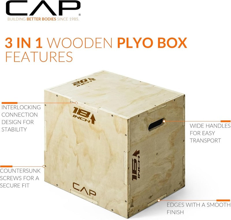 3-In-1 Plyometric Wood Box 20in x 18in x 16in2