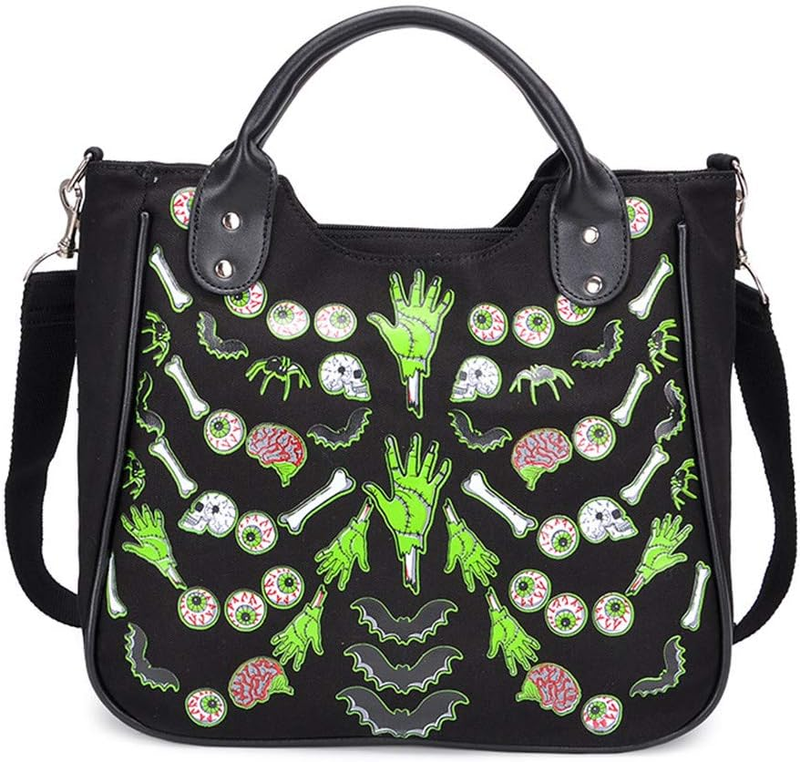 Women’s Rivet Canvas Punk Tote Handbag Purse Shoulder Strap Crossbody Bag8