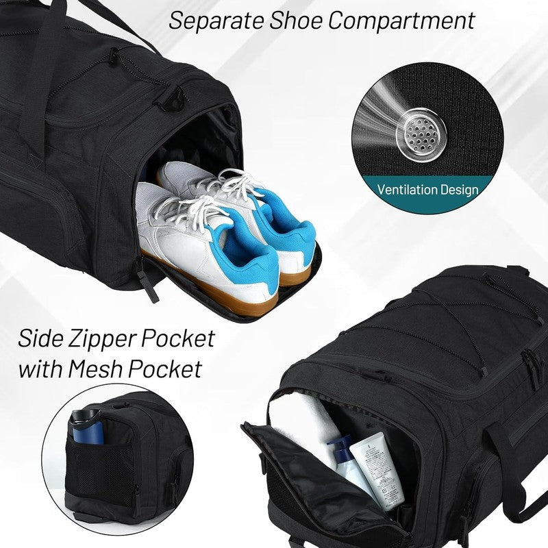 60L Large Gym Duffle Bag Shoes Compartment Lightweight Workout Travel1
