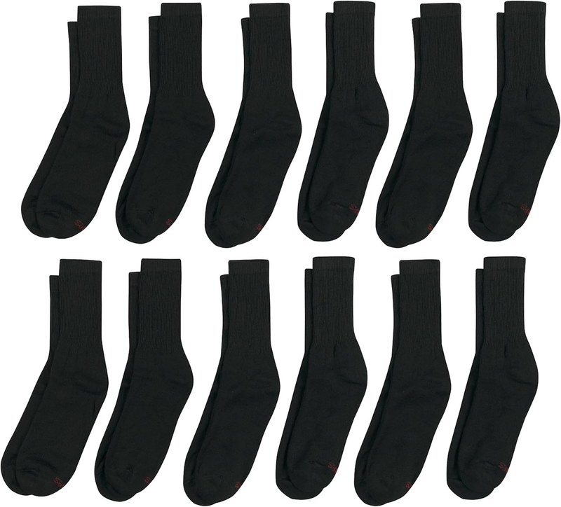 Men's Double Tough Socks Crew & Ankle Moisture Wicking Black White7