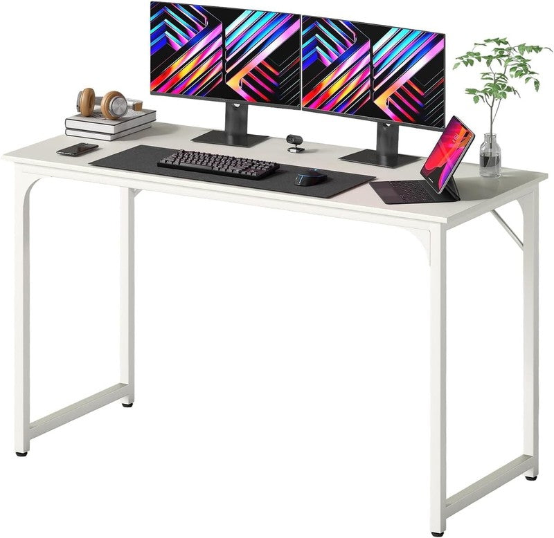 47" White Computer Desk with Metal Frame & Adjustable Feet Office Desk2