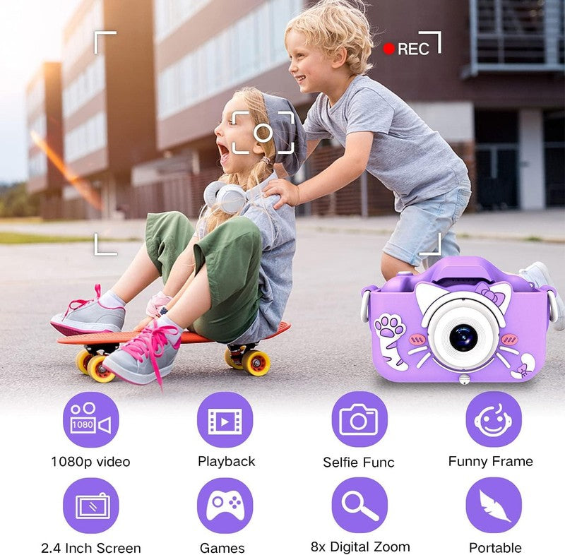 Kids Digital Video Camera Toy w/ Cartoon Cover 32GB SD Card Ages 3 82