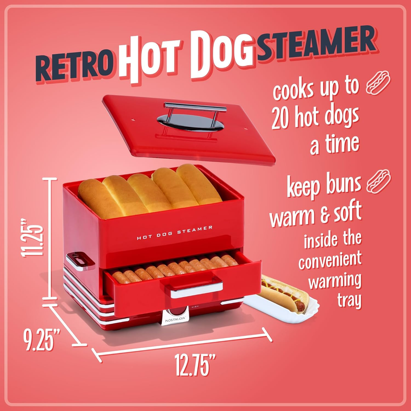Extra Large Hot Dog Steamer 20 Dogs 6 Buns Sausage Brats Veggie Cooker1