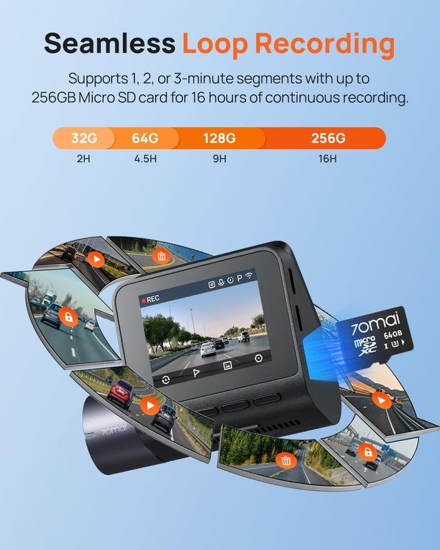 2.5K+1080P Dual Dash Cam Front/Rear A410 WiFi GPS Night Vision 64GB Included7