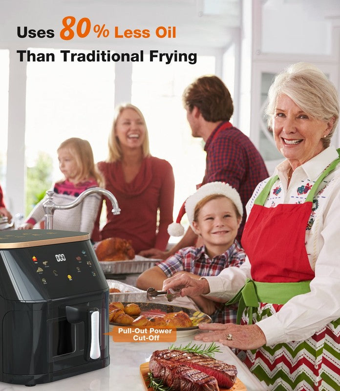 10QT Air Fryer Max 450°F 6 Preset Touch Pane View Window Oil Less Cooker Black4