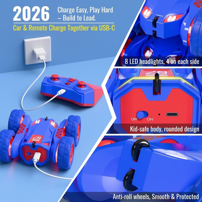 Remote Control Car, Rechargeable RC Cars & Remote Double-Sided Driving 360° Flip1