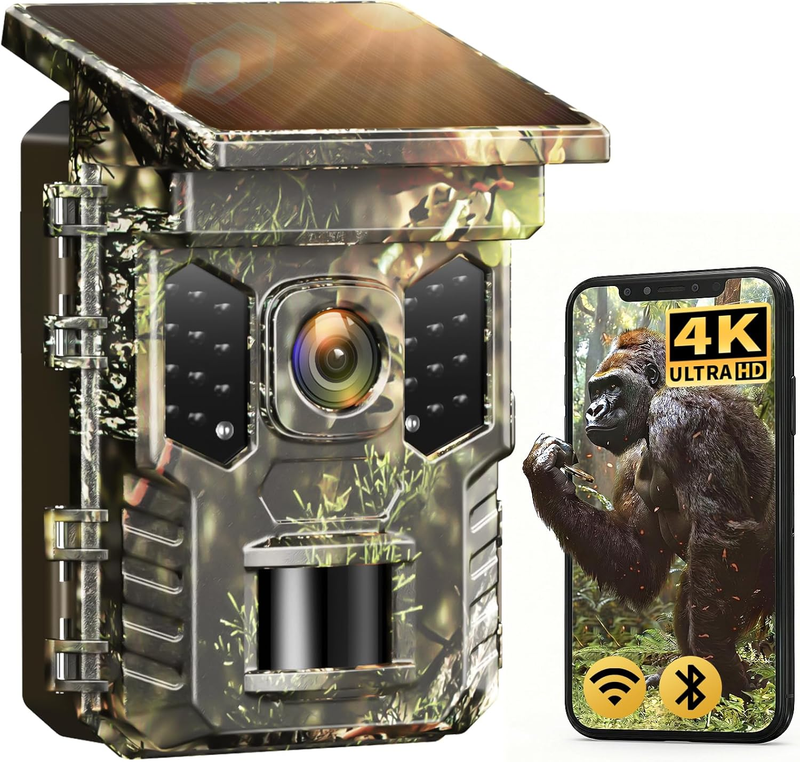 4K 64MP Solar Trail Camera WiFi Bluetooth 0.2S Night Vision IP66 Motion Cam8