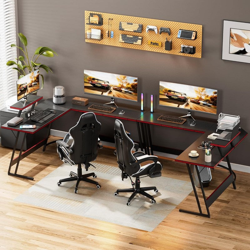 L Shaped Gaming Desk with Monitor Riser - Sturdy Corner Workstation (51 Inch)6