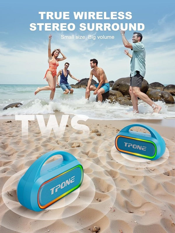 30W Bluetooth Speaker, 100Ft Range, TWS, RGB Lights, BT5.3, Sky Blue6
