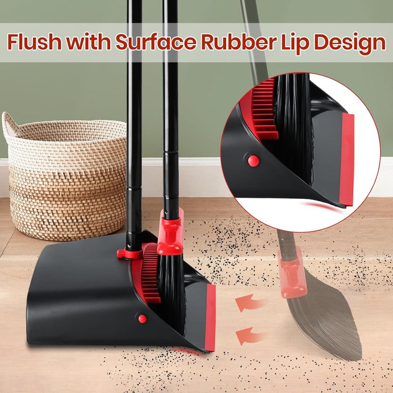 Broom and Dustpan Set for Home,Upright Broom and Dustpan Combo Sweep Set6