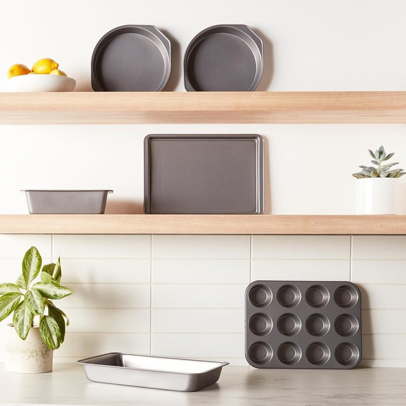 6 Piece Nonstick, Carbon Steel Oven Safe Bakeware Set with Cake, Muffin, Cookie,2